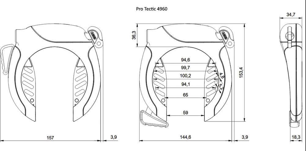 Rahmenschloss ABUS PRO TECTIC™ 4960 NR inkl. Kette + Tasche