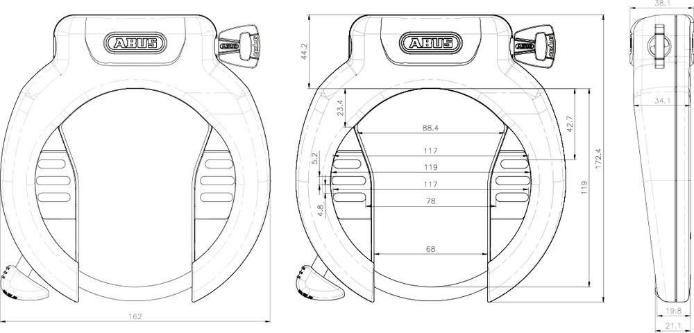 Rahmenschloss ABUS Pro Amparo 4750X NR BK OE 